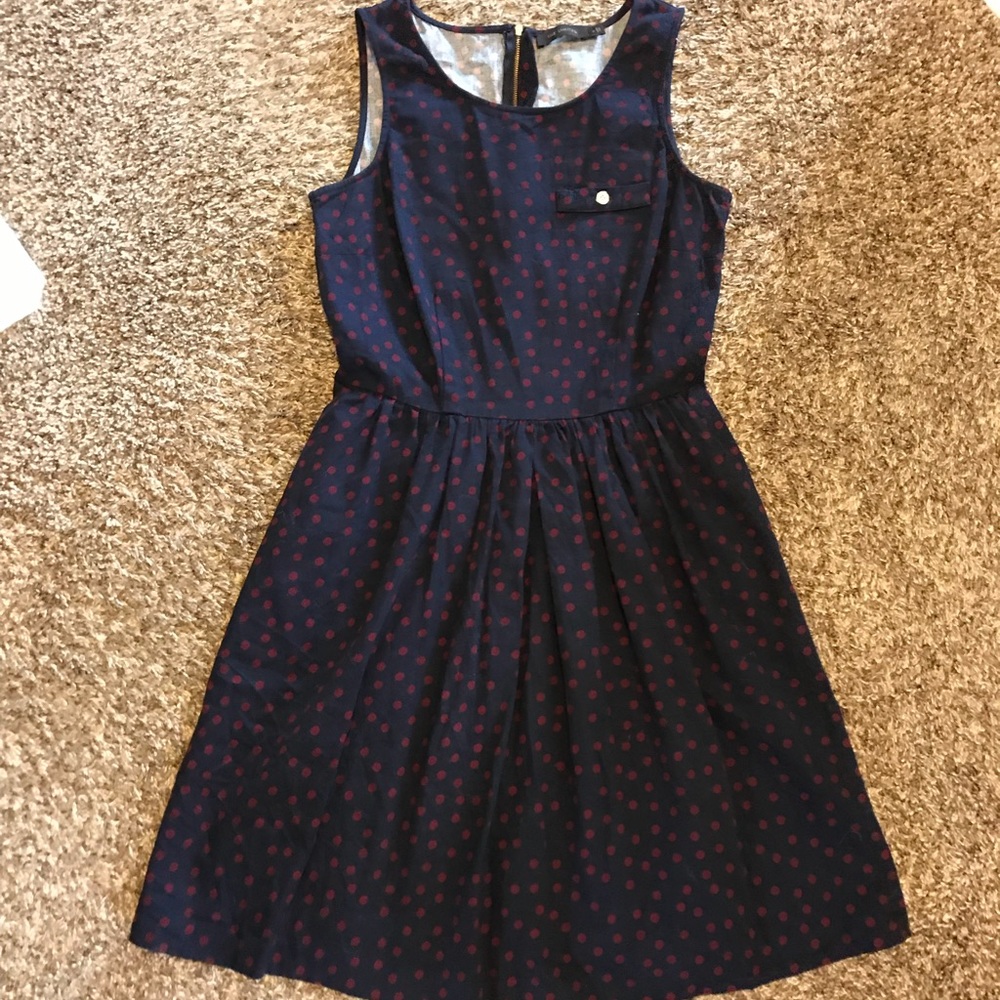 The Limited Navy/Purple Polka Dot Dress Size 4